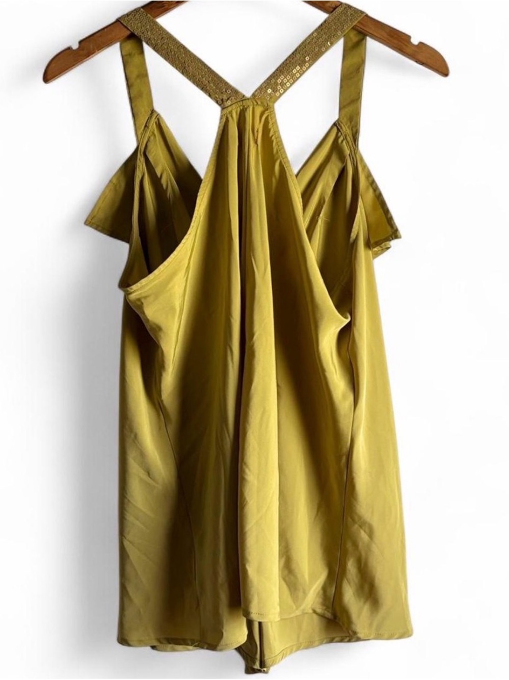 Elle Chartreuse Fairy Satin Tank with Sequin Straps - Picture 2 of 7